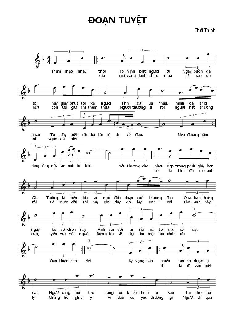 Sheet nhạc Đoạn Tuyệt